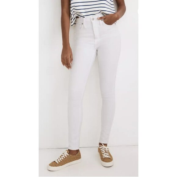 Madewell $128 Petite 10" High Rise Skinny Jeans in Pure White Size P37 AJ294 - Picture 3 of 8
